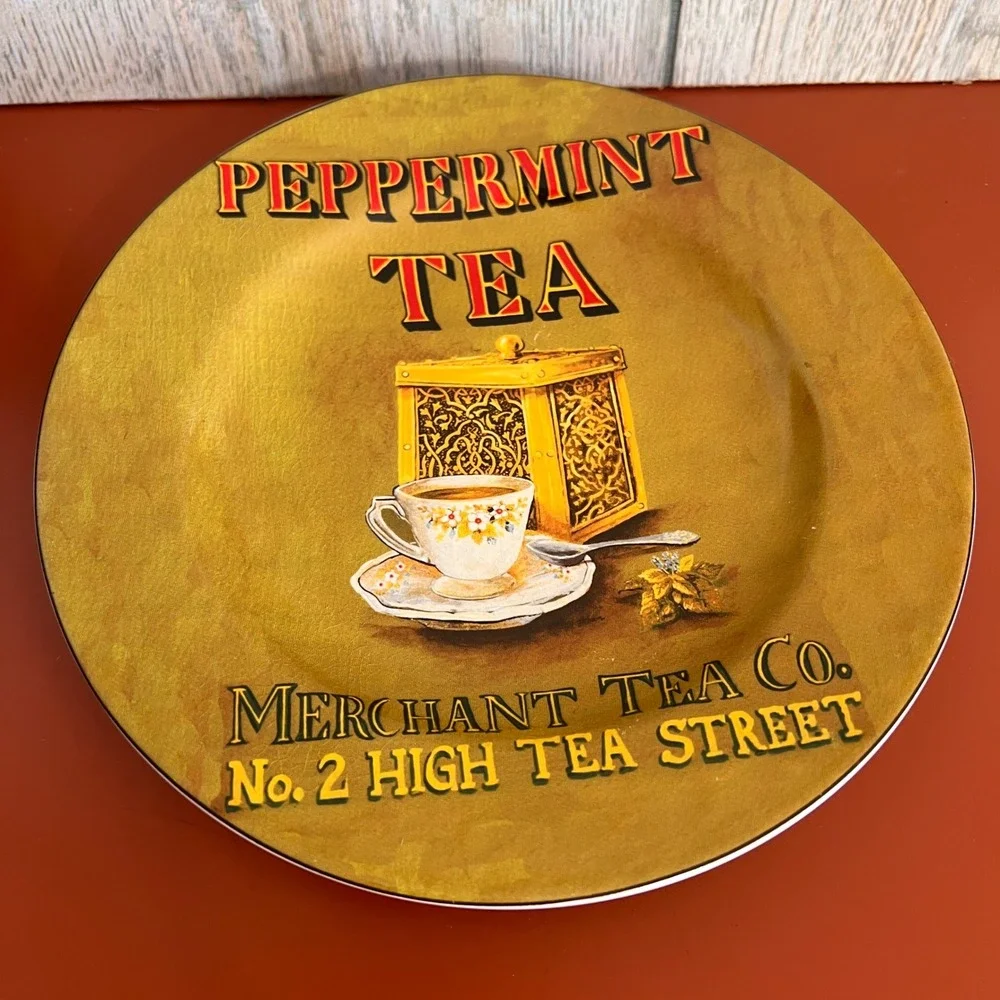 Oneida‎ Greg Gorham Peppermint Tea Merchant Tea Co Stoneware Plate 8.25